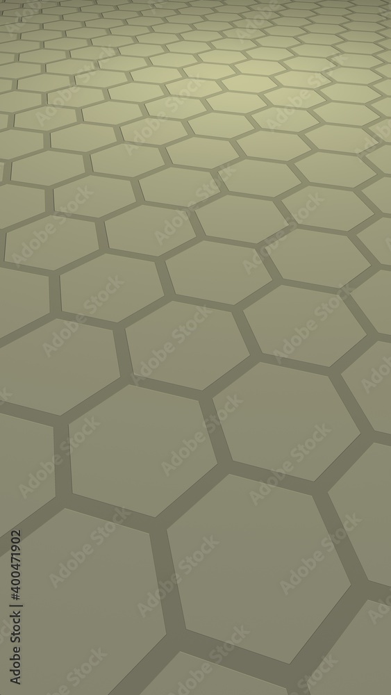 Honeycomb with color lighting, on a gray background. Perspective view on polygon look like honeycomb. Isometric geometry. Vertical image orientation. 3D illustration Honeycomb with color lighting, on a gray background. Perspective view on polygon look like honeycomb. Isometric geometry. Vertical image orientation. 3D illustration