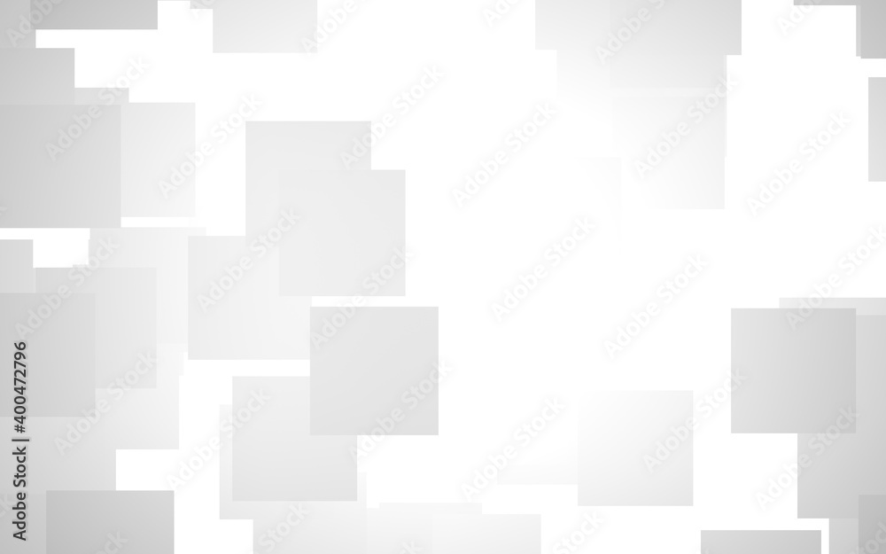 White abstract background. Misty backdrop with grey squares. 3D illustration