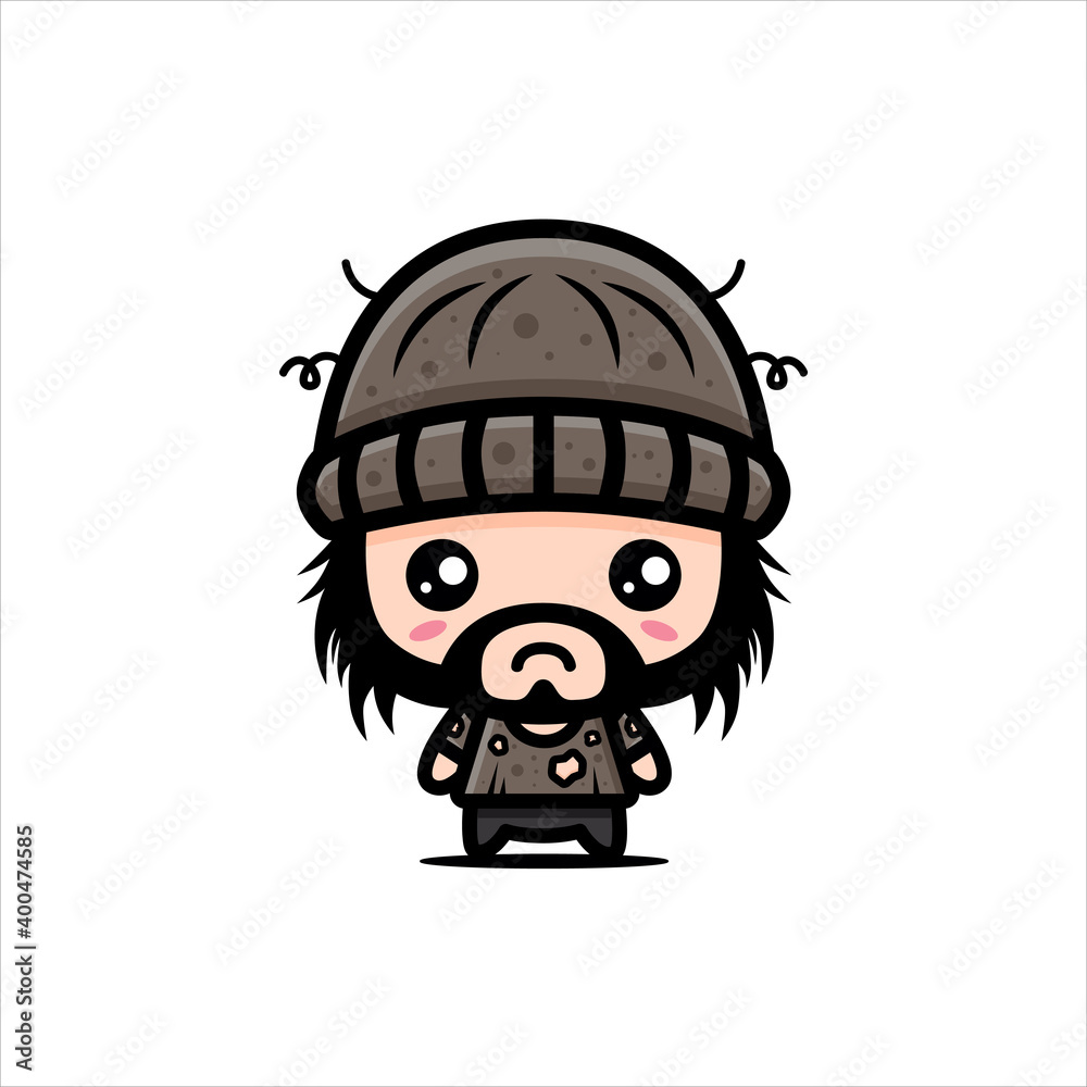 Cute homeless character vector design Cute homeless character vector design
