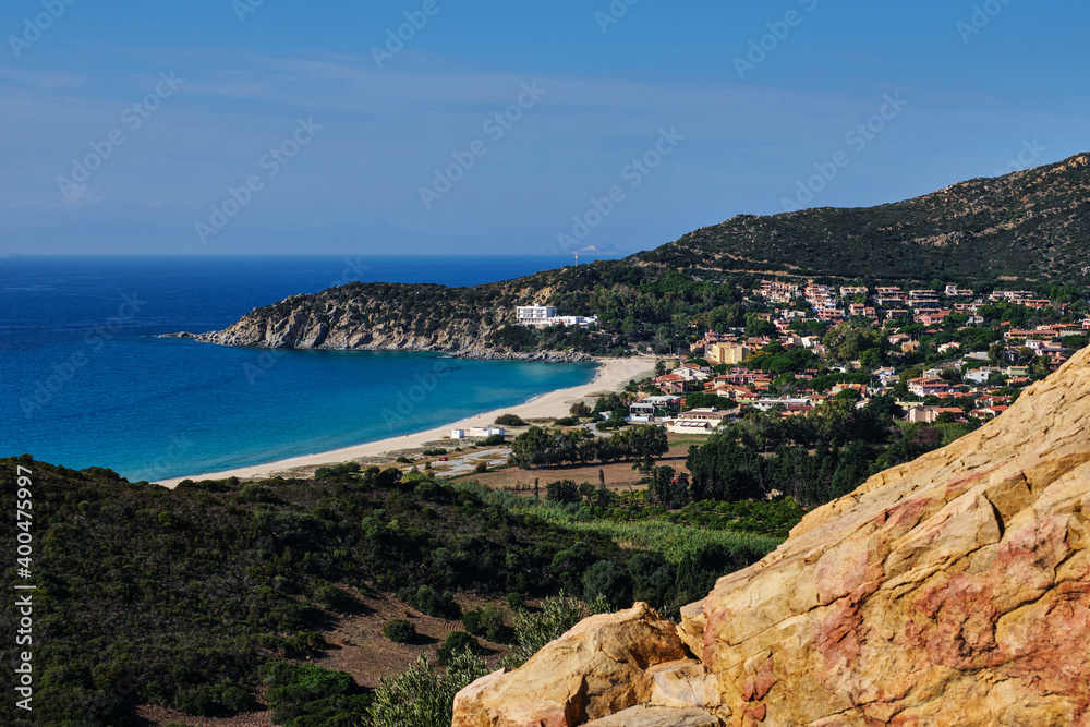Panoramic view on Solanas, Villasimius, Sardinia, Italy