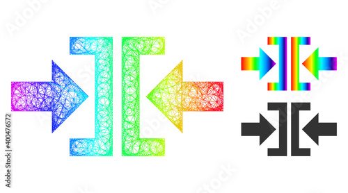 Spectral vibrant net press horizontal direction, and solid spectrum gradient press horizontal direction icon. Wire carcass 2D net abstract image based on press horizontal direction icon,