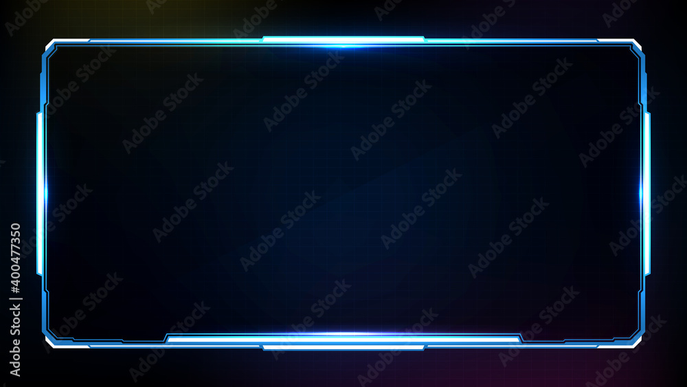 abstract futuristic background of blue glowing technology sci fi frame hud ui
