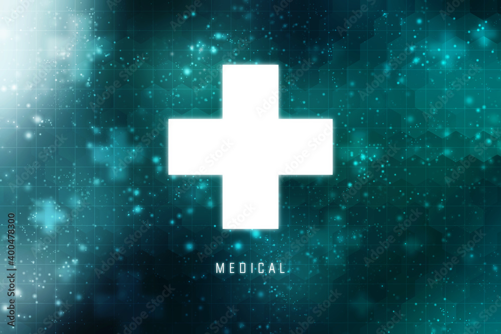 Fototapeta premium Medical plus sign, Medical and Health care Concept Background, Medical abstract background