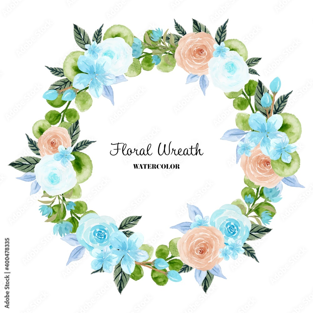 gorgeous blue and peach floral wreath