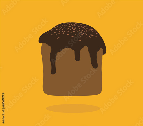 Chocottone Flat Illustration. Tradicional Bread and Chocolate Christmas Cake.