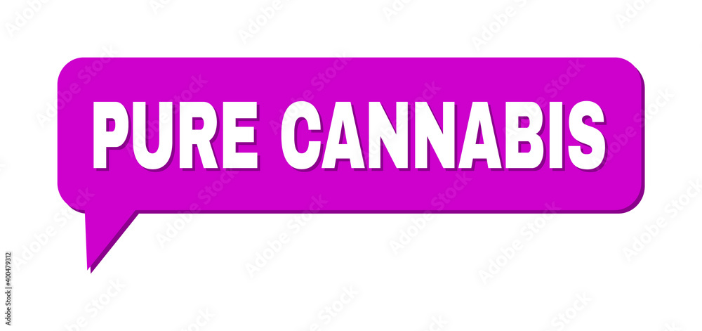 Speech PURE CANNABIS Colored Bubble Frame. PURE CANNABIS label is located inside colored bubble with shadow. Vector quote label inside chat frame. Speech PURE CANNABIS Colored Bubble Frame. PURE CANNABIS label is located inside colored bubble with shadow. Vector quote label inside chat frame.