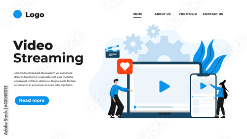 Modern flat design illustration of Video Streaming. Can be used for website and mobile website or Landing page. Vector illustration