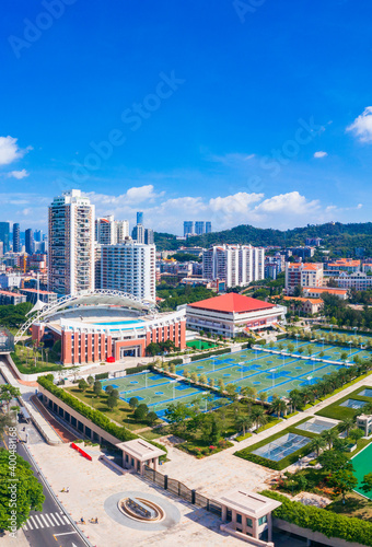 Photography Aerial view of Siming Campus, Xiamen University, Fujian Province, China