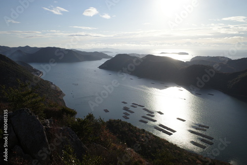 日本の夕立受山の美しい風景