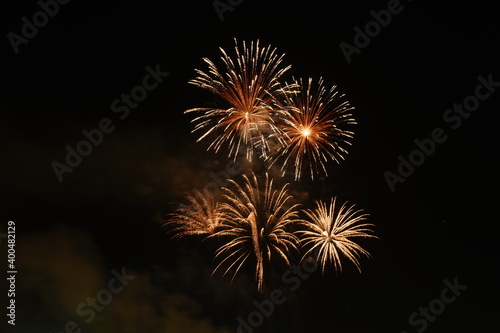 fireworks explosive on dark sky in night