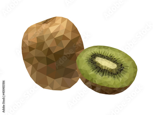 Slice of kiwi fruit low polygon design