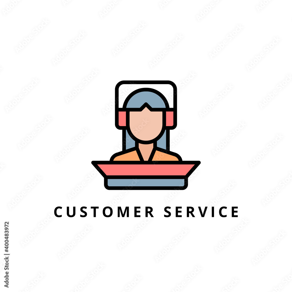 customer service icon vector illustration. customer service icon lineal color design.