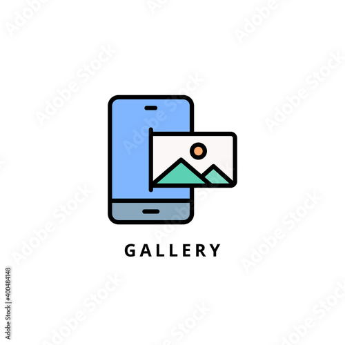 gallery icon vector illustration. gallery icon lineal color design.