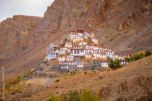 Kye Gompa also spelled Ki, Key or Kee is a biggest Tibetan Buddhist monastery located at an altitude of 4,166 m close to Spiti River in Spiti Valley of Himachal Pradesh, Lahaul & Spiti district, India © anjali04