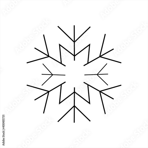 Christmas snowflake ornament, decoration symbol. Line vector illustration.