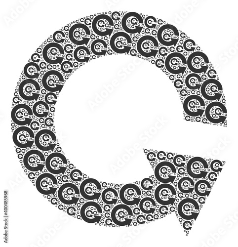 Repeating composition of rotate ccw. Flat vector rotate ccw composition is constructed of randomized recursive rotate ccw pictograms.