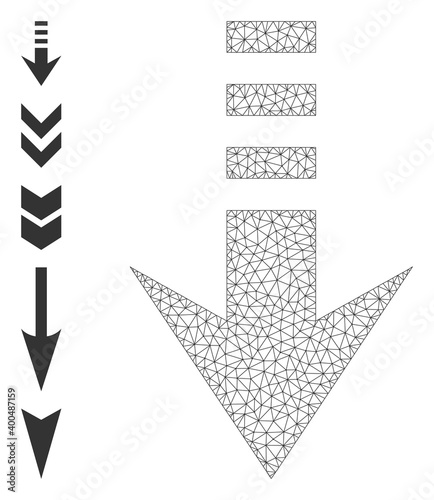 Mesh polygonal send down icon with simple carcass created from send down vector illustration. Carcass mesh polygonal send down. Wire frame flat mesh in eps10 vector format.