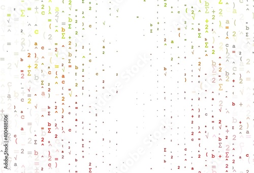 Light Green, Red vector pattern with arithmetic signs.