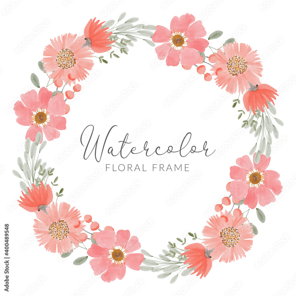 Obraz premium floral arrangement bouquet in peach watercolor wreath