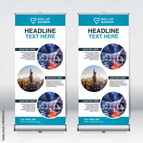 Roll up banner design template, abstract background, pull up design, x-banner, rectangle size.