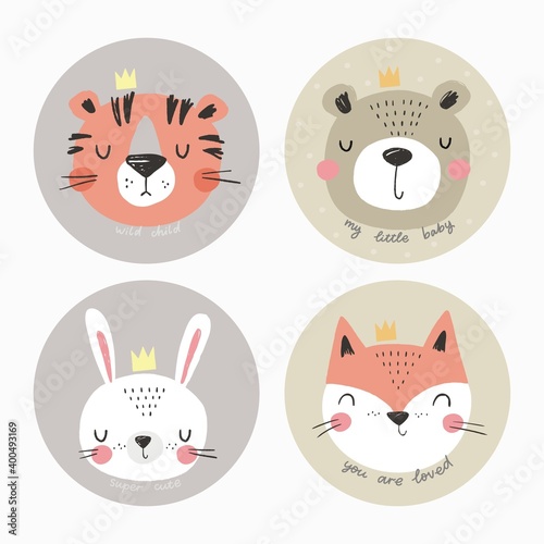 Cute simple animal portraits