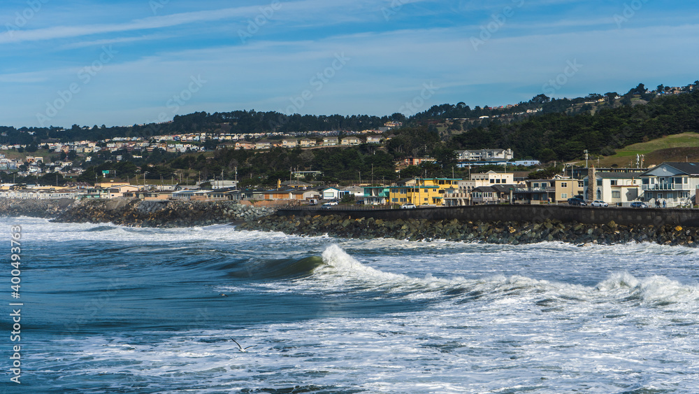Ocean waves and Coastline at Pacifica California Ocean waves and Coastline at Pacifica California