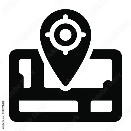 
Target location icon of filled style, gps crosshairs route 
