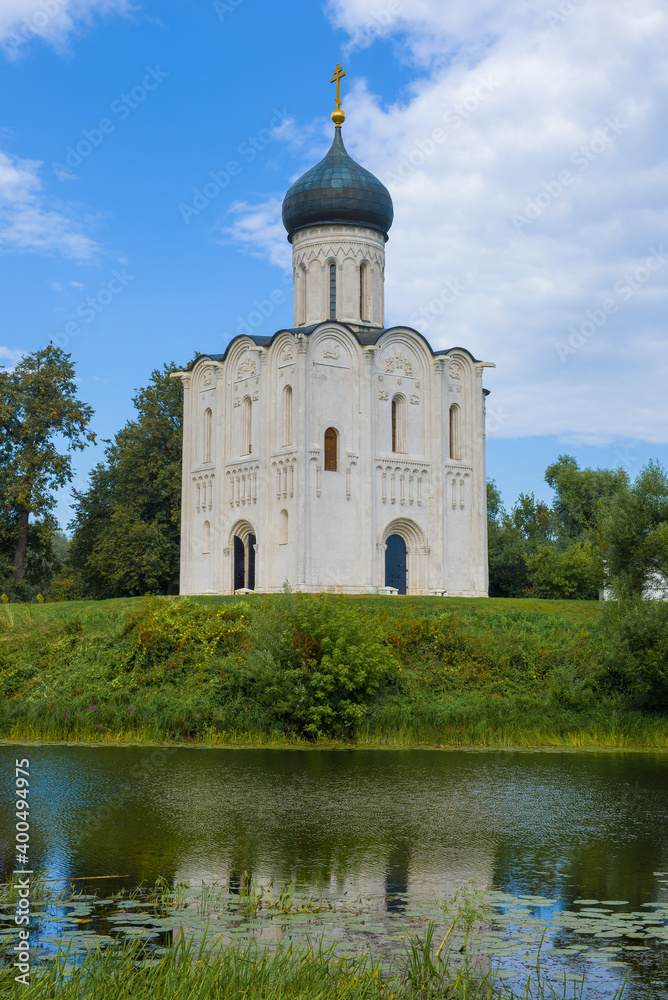Church of the Intercession on the Nerl in August afternoon. Bogolyubovo. Vladimir region, Russia