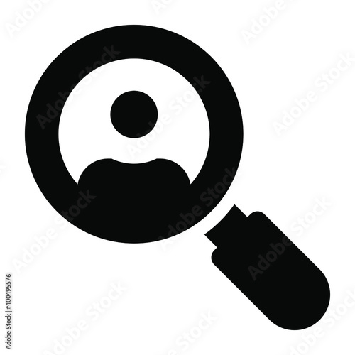 Hr dept hiring concept, solid icon of user find 