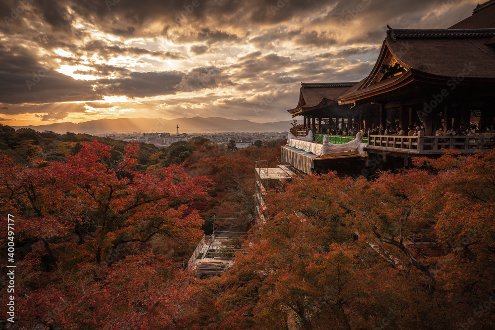 京都府 清水寺 紅葉 夕景 京都府 清水寺 紅葉 夕景
