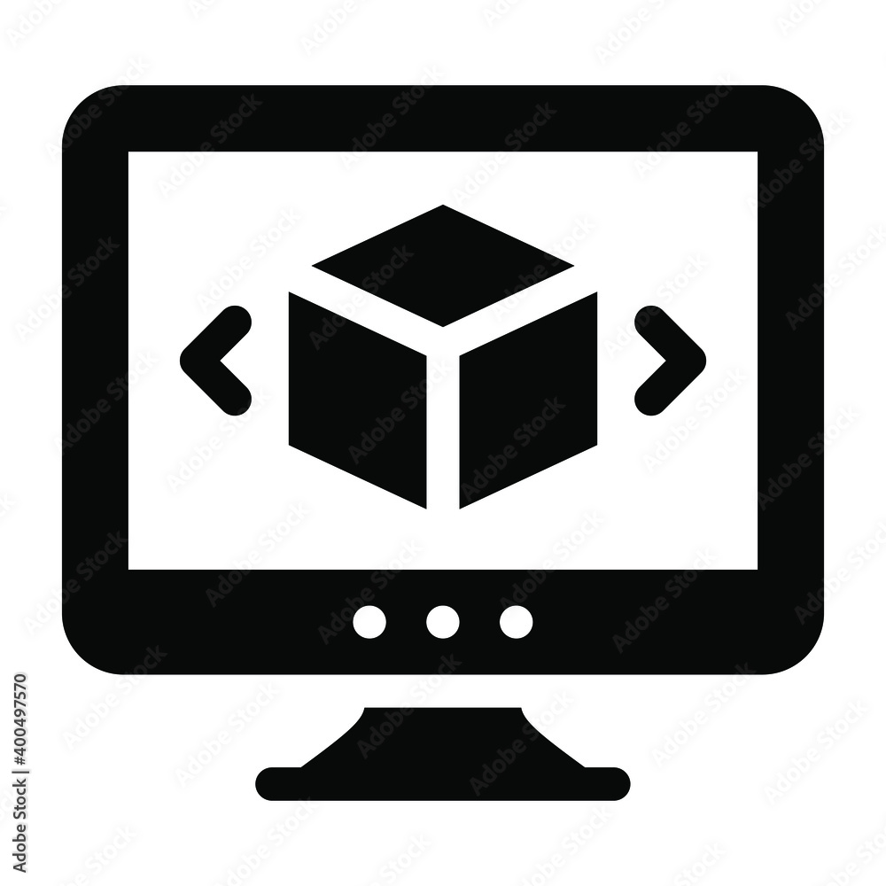 
Online 3d modelling, solid icon of module software 
