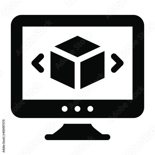 
Online 3d modelling, solid icon of module software 
