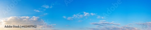 Panorama sky with cloud on a sunny day. Beautiful cirrus cloud.