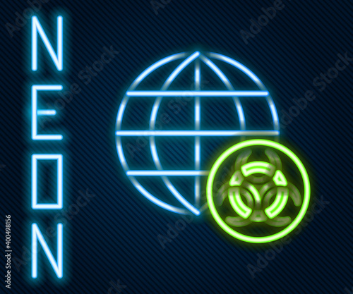 Glowing neon line GMO icon isolated on black background. Genetically modified organism acronym. Dna food modification. Colorful outline concept. Vector.