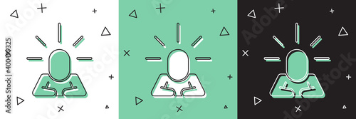 Set Depression and frustration icon isolated on white and green, black background. Man in depressive state of mind. Mental health problems.  Vector.