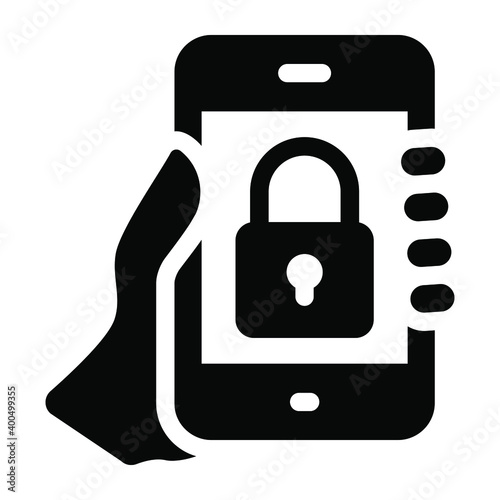 
Smartphone lock, mobile protection icon of filled style 
