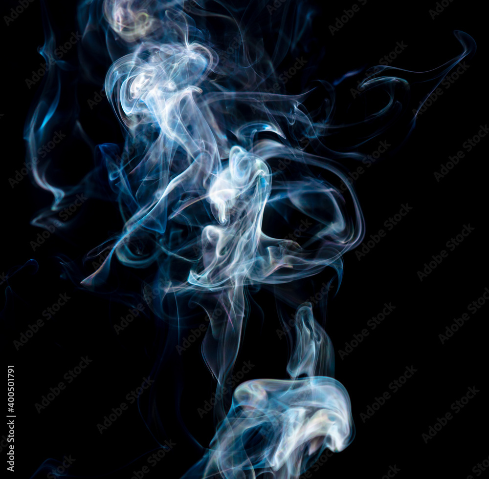 Smoke isolated on black background.