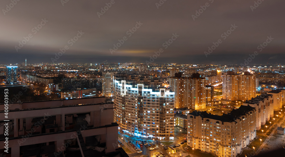 Night Minsk from a height.