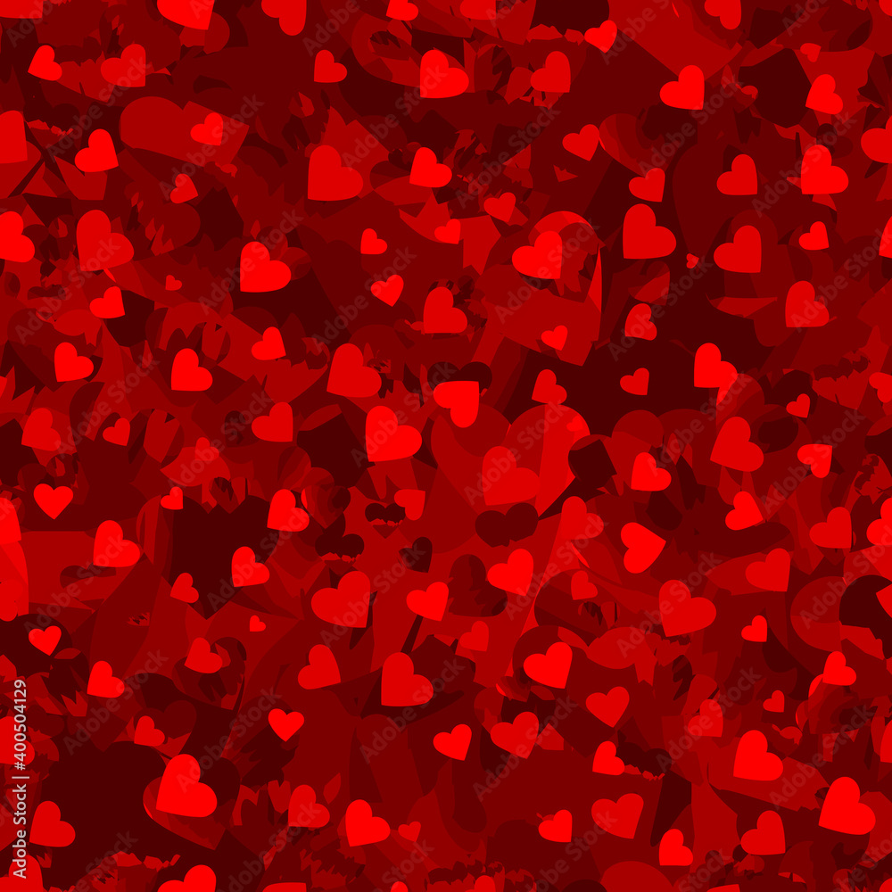 red repetitive background with hearts. marble vector seamless pattern. fabric swatch. wrapping paper. continuous print. saint valentine day. love concept. design element for banner, greeting card