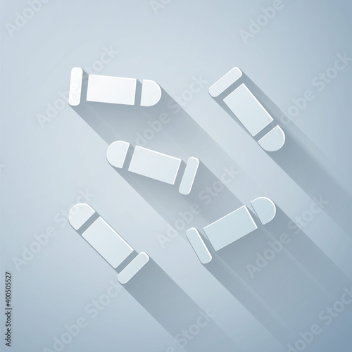 Paper cut Bullet icon isolated on grey background. Paper art style. Vector.