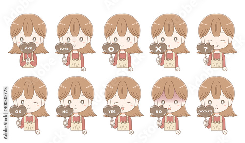 ロリポップチョコレートと女の子のセット