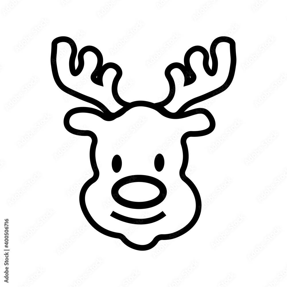 Christmas Reindeer Line Icon - Vector Illustration. Christmas Reindeer Line Icon - Vector Illustration.