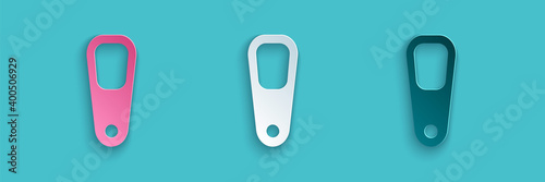 Paper cut Pumice for feet icon isolated on blue background. Foot cleaning. Skin beauty cosmetology leg care. Paper art style. Vector.