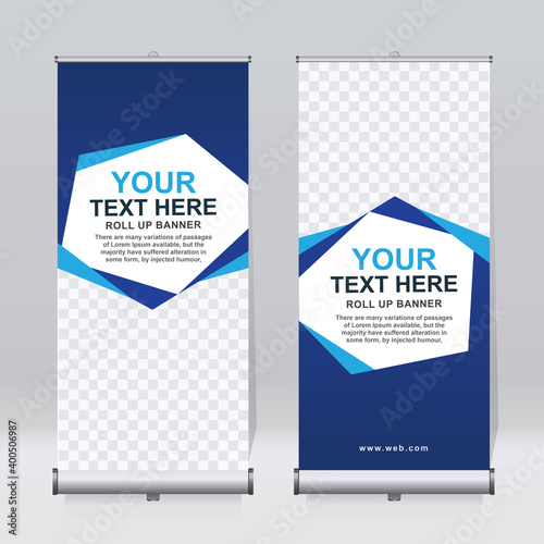 Roll up banner design template, vertical, corporate background, pull up design, modern retractable banner, rectangle size.