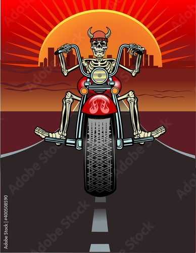 skeleton on motorcycle