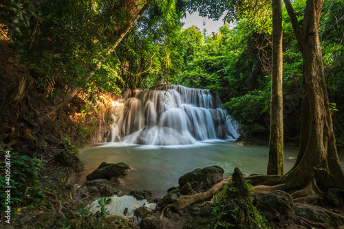 The third floor of HUAYMAEKHAMIN waterfall in the forest on Thailand