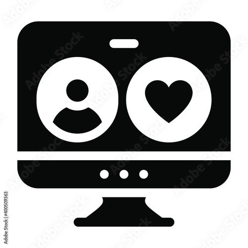 
Heart in a webpage, dating website glyph icon
