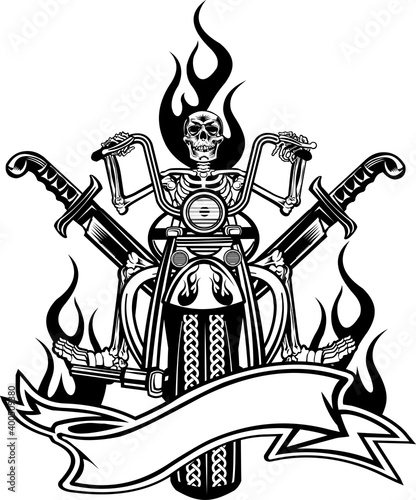 skeleton on motorcycle