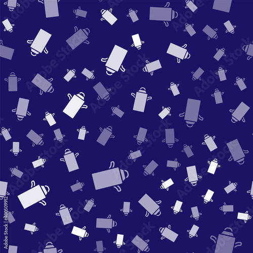 White Can container for milk icon isolated seamless pattern on blue background.  Vector.