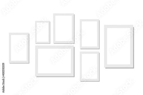 blank photo frame set on white background.